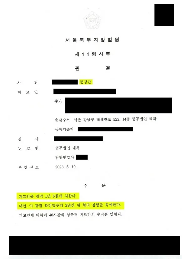 준강간 혐의 집행유예 선고 사례
