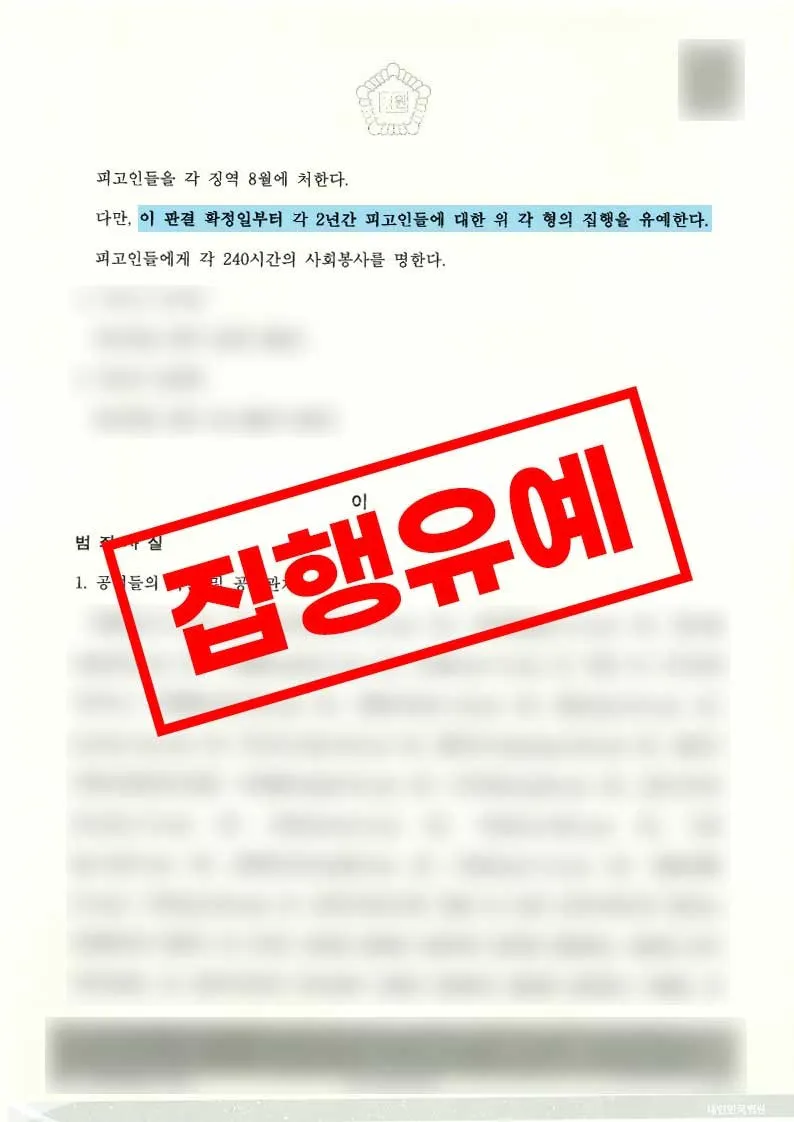 불법 도박 사이트 운영 가담 혐의에 집행유예가 선고된 사례 판결문 이미지