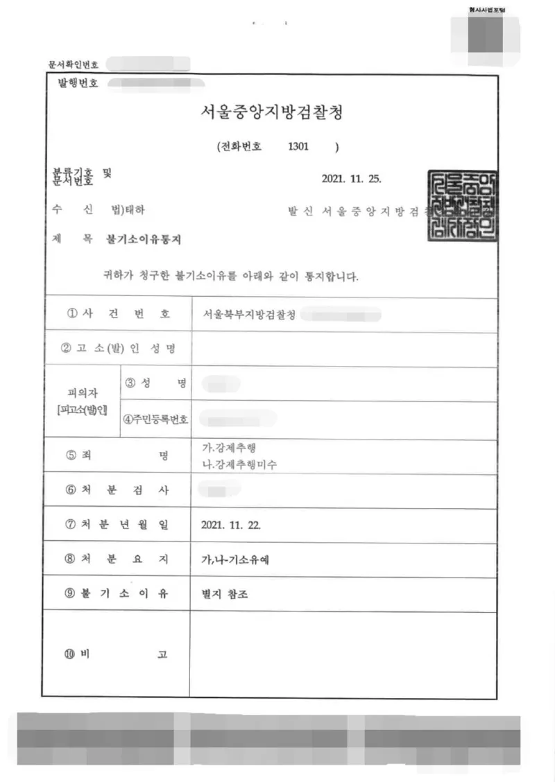 알츠하이머를 앓는 고령자가 강제추행 관련 혐의로 기소유예 처분을 받은 사례