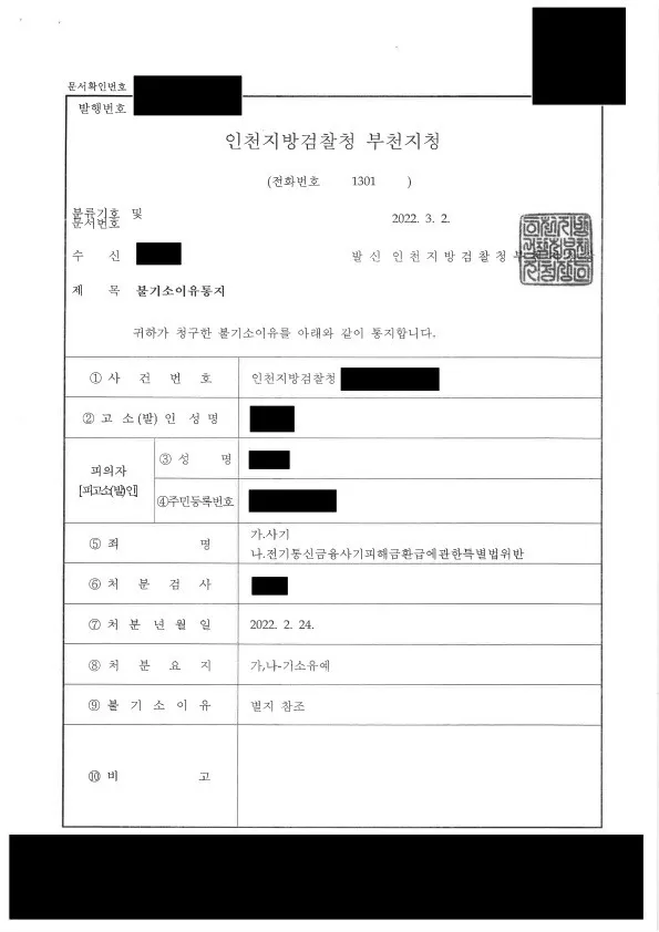 보이스피싱 전달책 혐의, 초범과 자수 사정이 반영된 기소유예 사례