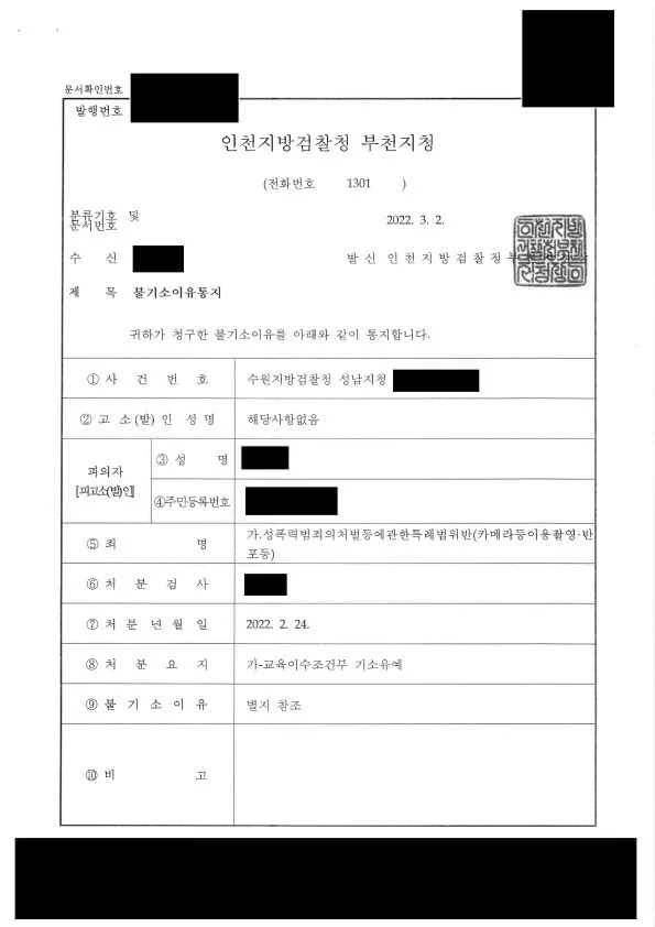 동의 없는 하반신 촬영 혐의에서 교육이수조건부 기소유예 처분이 내려진 사례