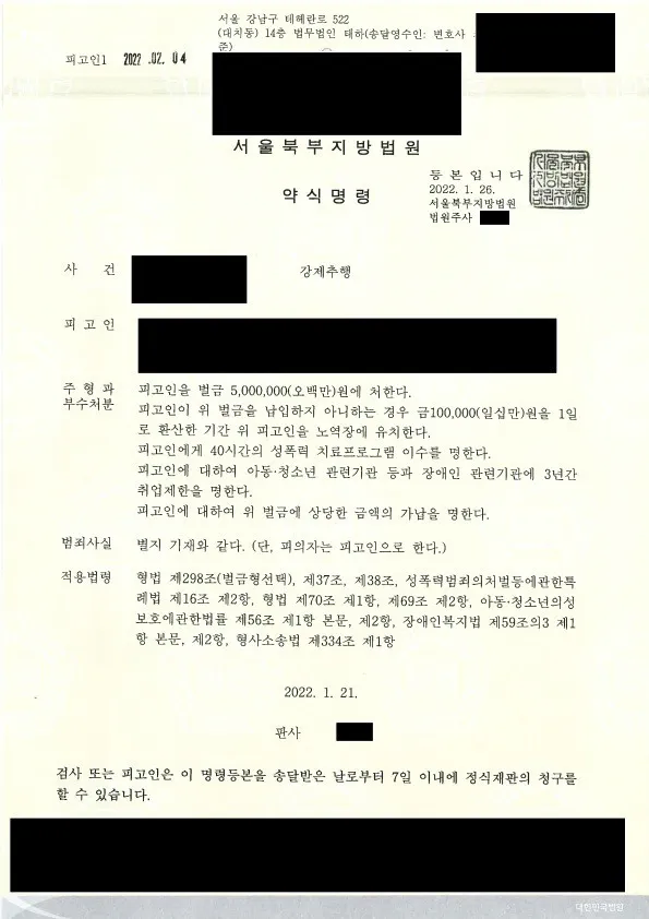 대학 행사 중 강제추행 혐의가 약식기소로 종결된 사례