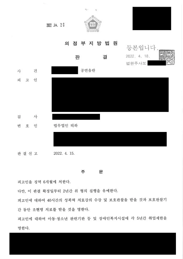 정신질환 관련 공연음란 혐의 사건에서 정상참작으로 집행유예가 선고된 사례
