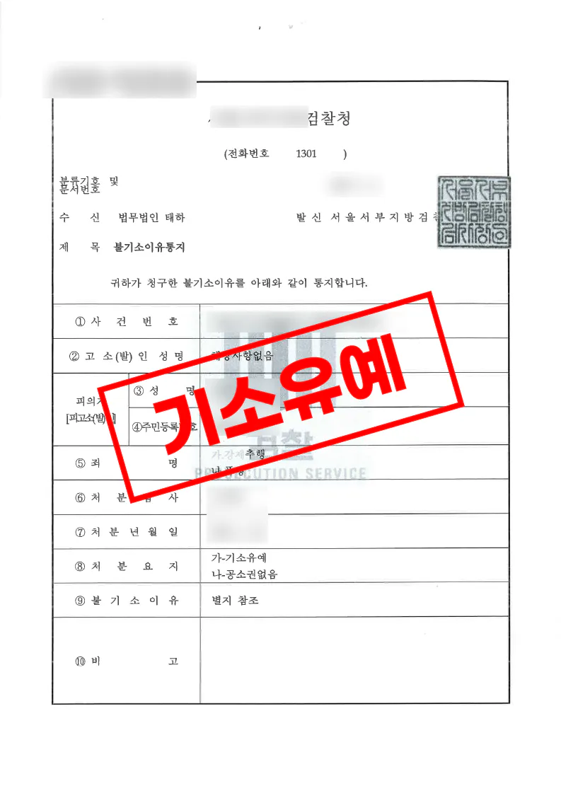 술자리 강제추행 혐의에서 피해자와의 합의를 통해 기소유예 처분으로 종결된 사례