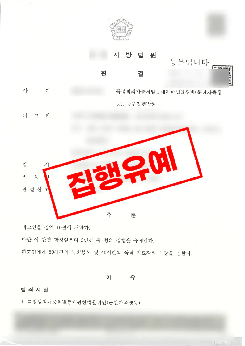 운행 중 택시기사 폭행 사건에서 적용 법조 다툼 끝에 집행유예가 선고된 사례
