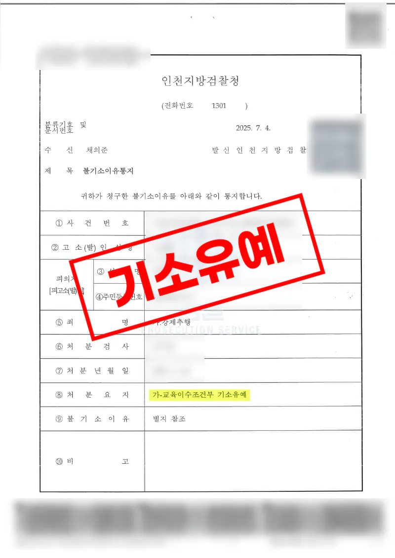 지인 술자리 강제추행 혐의에서 피해자 합의로 교육이수조건부 기소유예를 받은 사례