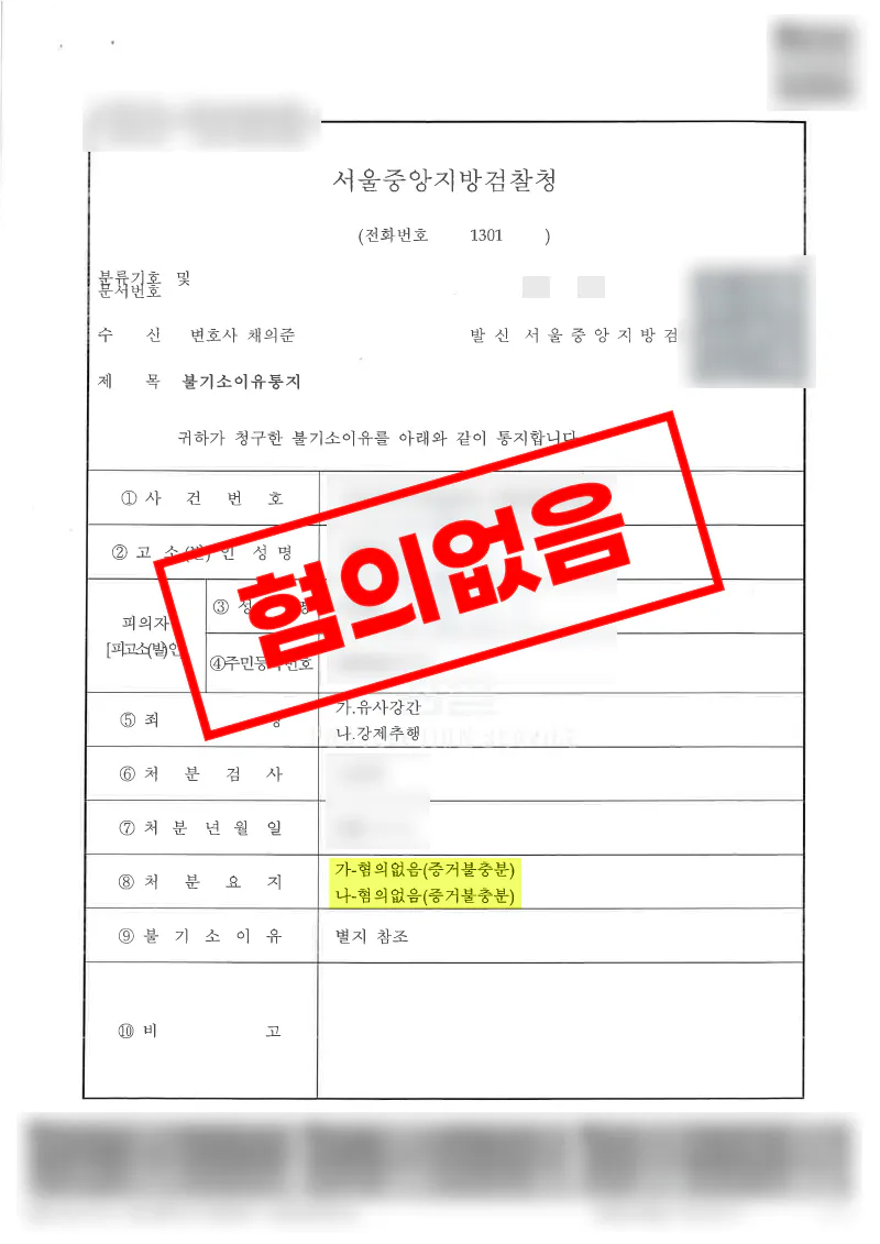녹취와 객관적 증거 분석으로 유사강간·강제추행 혐의없음 불송치를 이끌어낸 사례