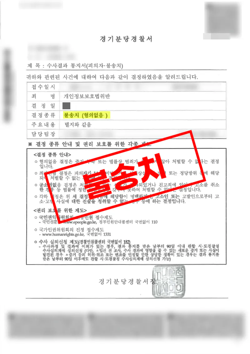 상가 관리단 분쟁 중 명예훼손·업무방해·협박 혐의가 전부 불송치된 사례
