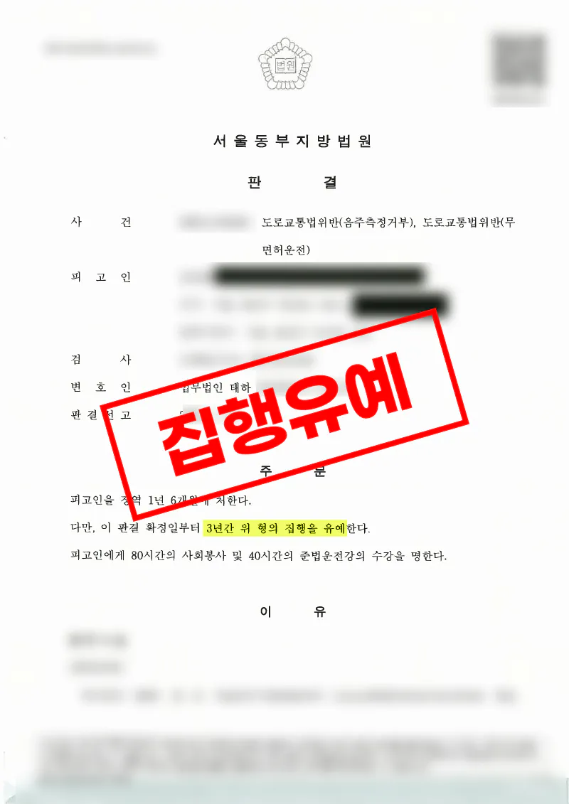 음주운전 전과와 무면허운전, 음주측정거부 혐의에도 집행유예를 이끌어낸 사례