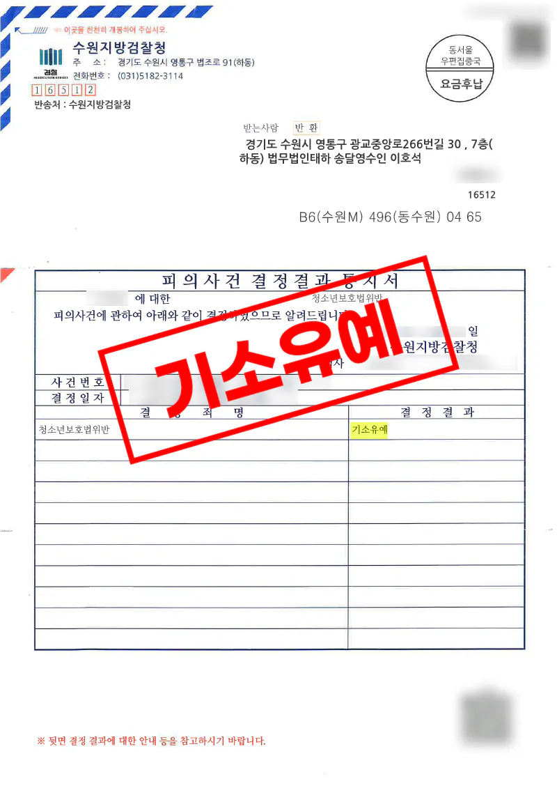 미성년자에게 술·담배를 판매한 마트 직원이 청소년보호법위반 혐의에서 기소유예를 받은 사례
