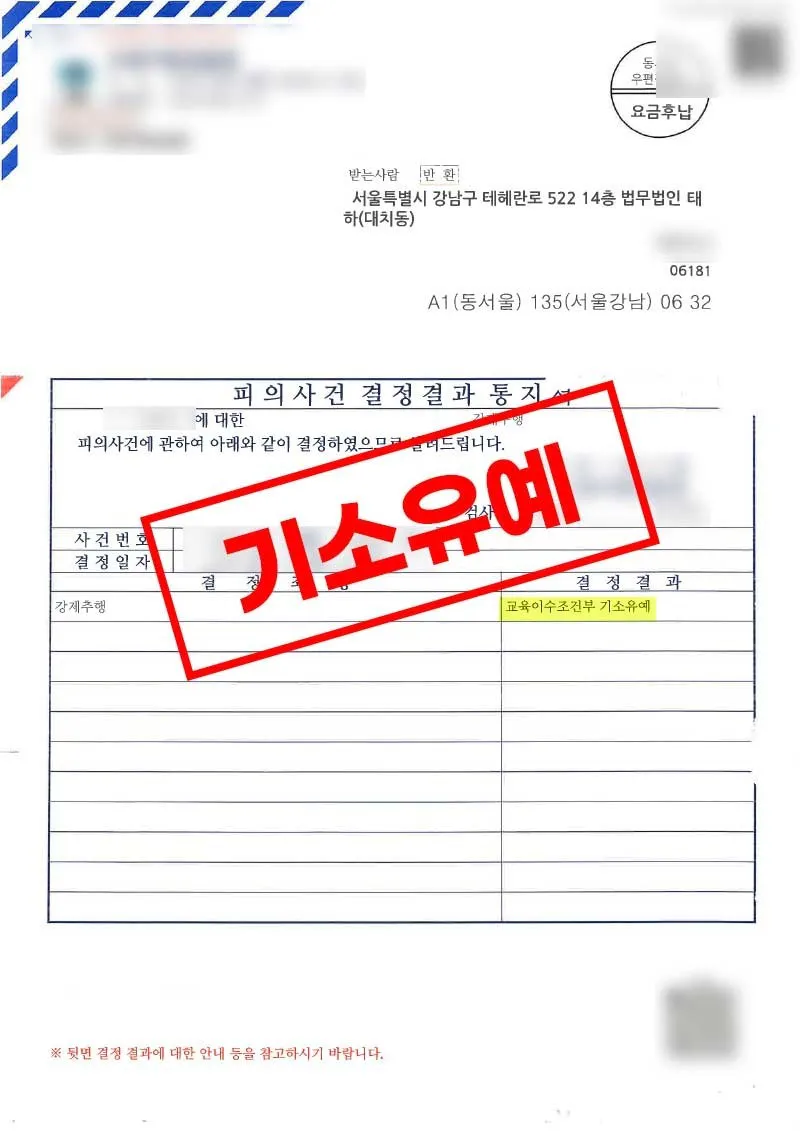 술자리 강제추행 혐의, 성폭력 재범방지 교육이수 조건부 기소유예를 받은 사례