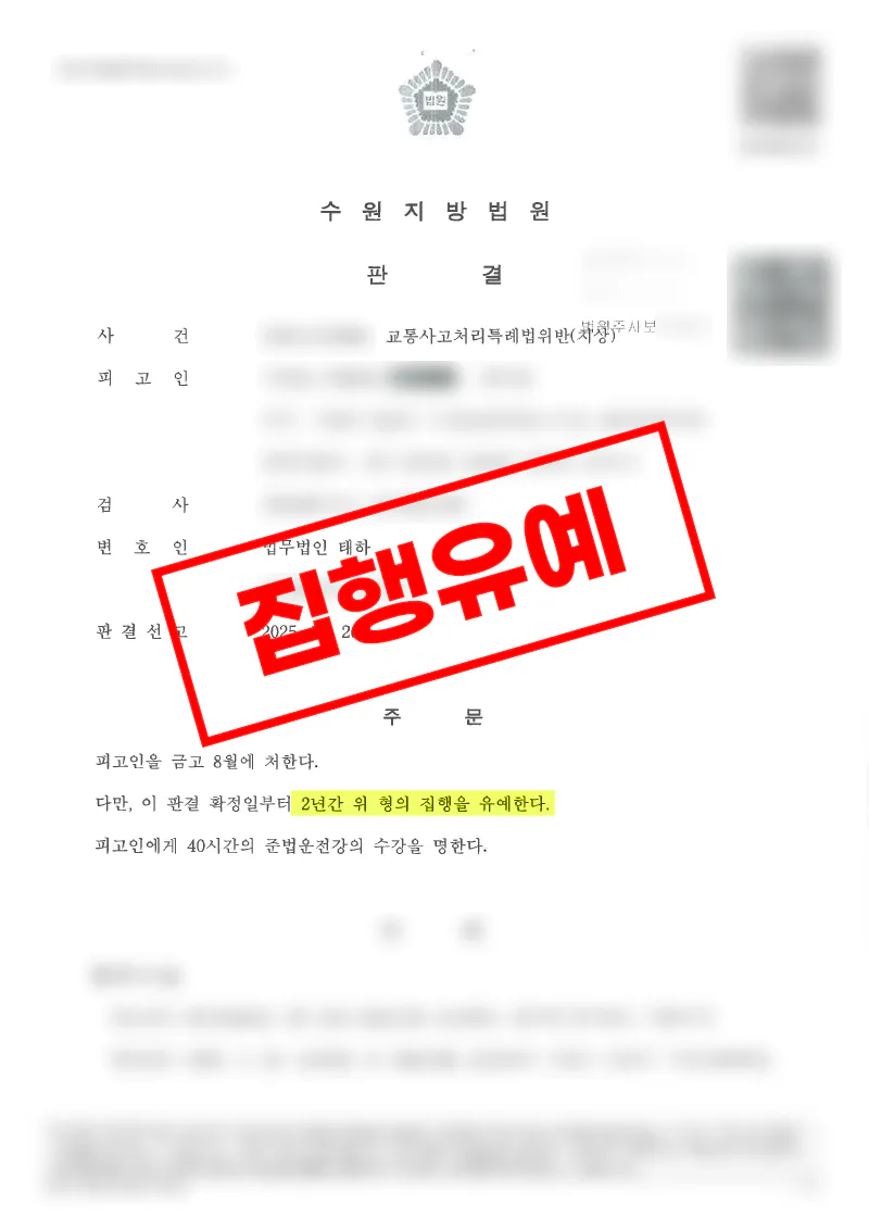 신호 오인 좌회전 중상해 교통사고에서 집행유예가 선고된 사례